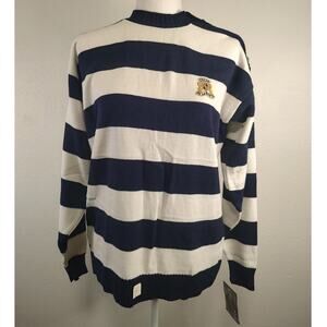 Oscar de la Renta Expressions Blue White Stripe Long Sleeve Sweater Large Flaw